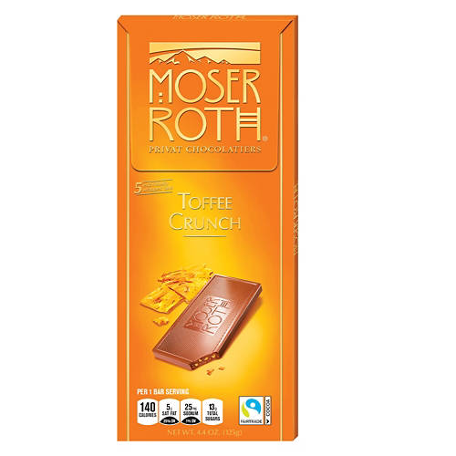 Moser Roth Toffee Crunch Creamy Chocolate Bar, 4.4 oz